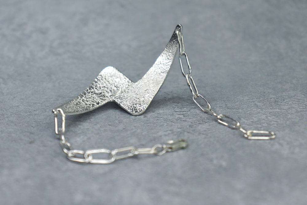 Welsh Sea Glass Reticulated Sterling Silver Cuff