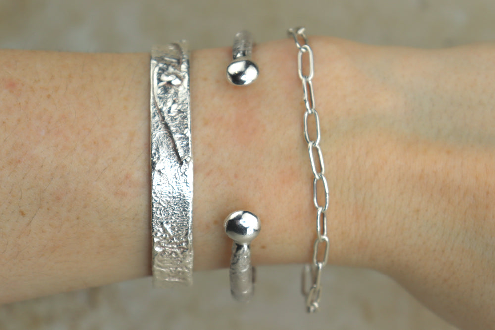 Reticulated Heavy Sterling Silver Bracelet
