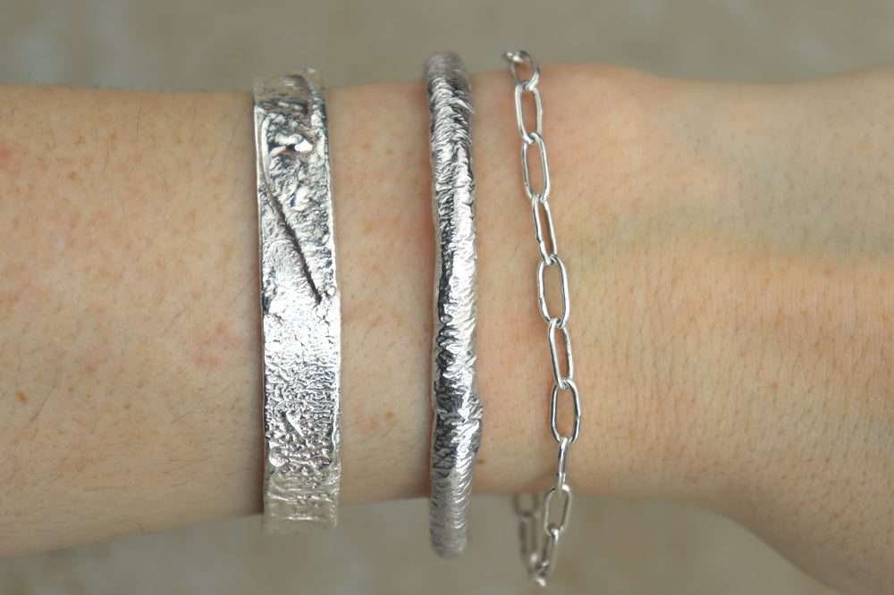 Reticulated Heavy Sterling Silver Bracelet