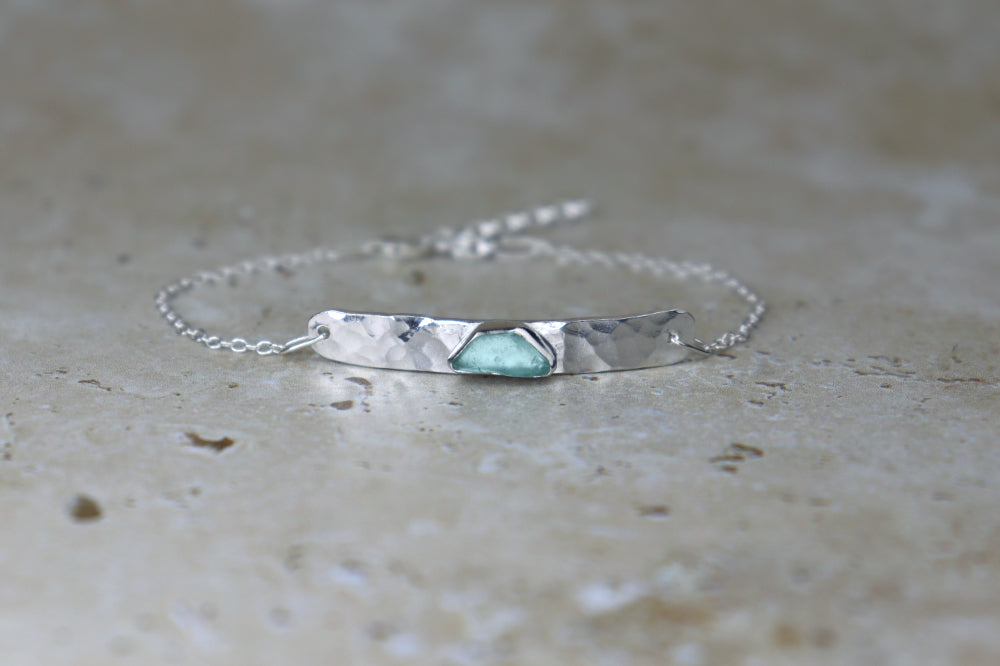 Welsh Sea Glass Sterling Silver Cuff