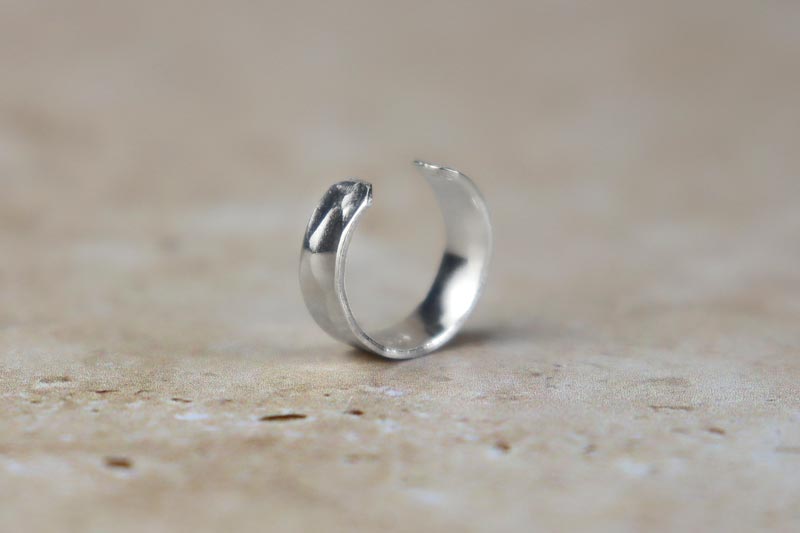 3mm Hammered Conch Ear Cuff Sterling Silver