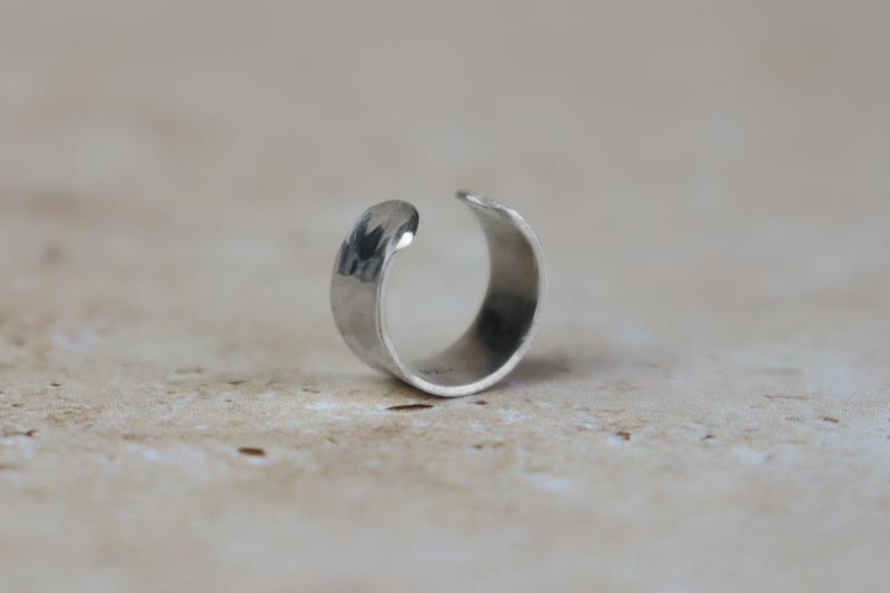 5mm Hammered Conch Ear Cuff Sterling Silver