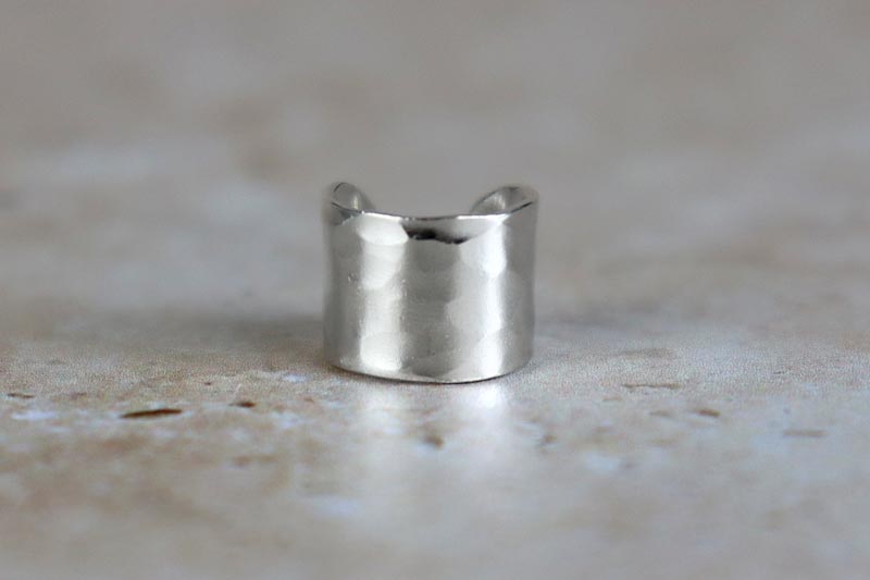 7mm Hammered Ear Cuff Sterling Silver