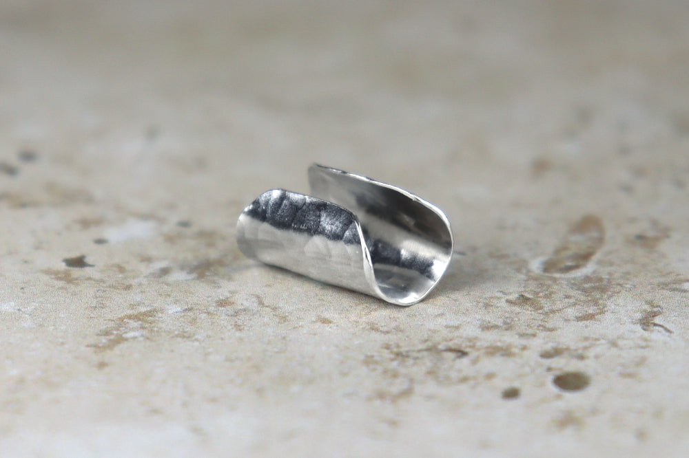 15mm Hammered Ear Cuff Sterling Silver