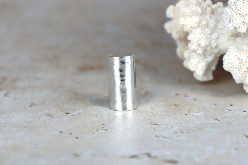 22mm Hammered Ear Cuff Sterling Silver