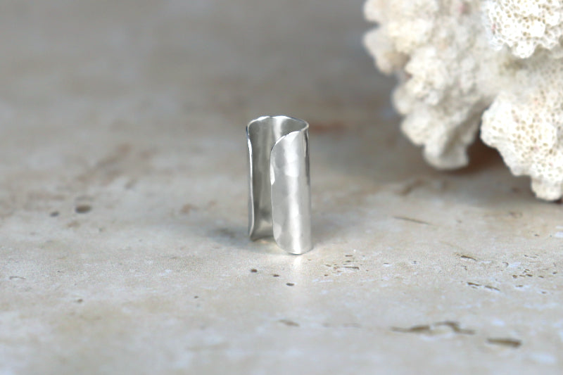 22mm Hammered Ear Cuff Sterling Silver