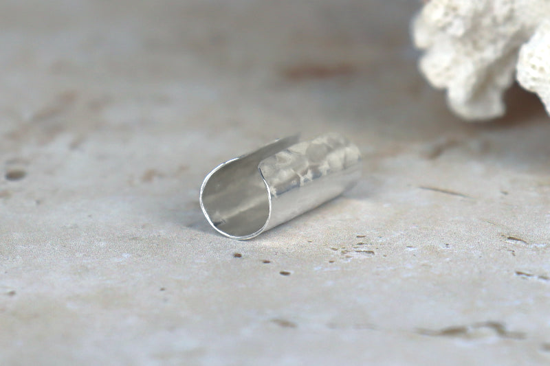 22mm Hammered Ear Cuff Sterling Silver