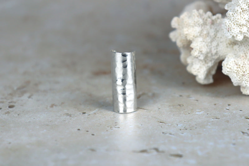 25mm Hammered Ear Cuff Sterling Silver