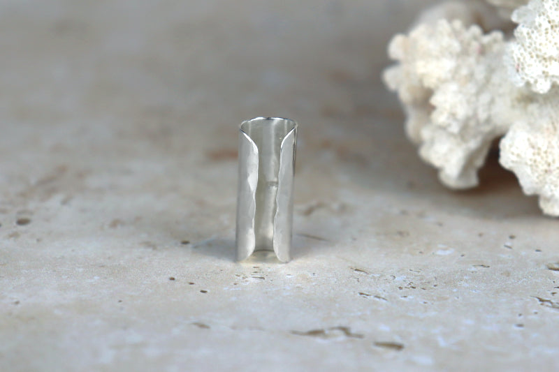 25mm Hammered Ear Cuff Sterling Silver
