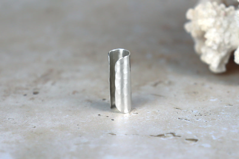 25mm Hammered Ear Cuff Sterling Silver