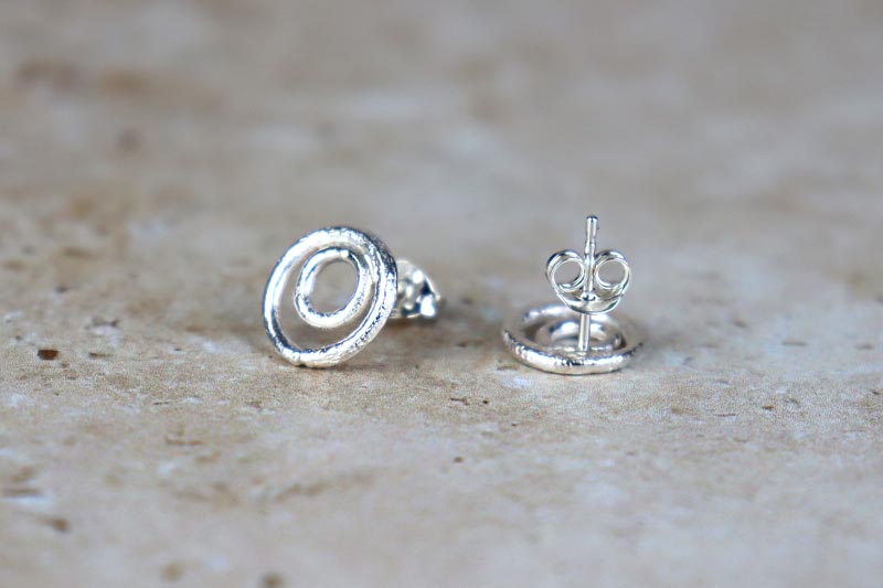 Molten Circle Sterling Silver Studs