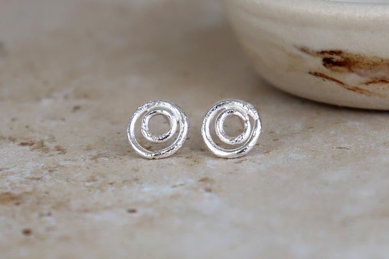 Molten Circle Sterling Silver Studs