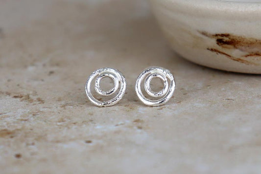 Molten Circle Sterling Silver Studs