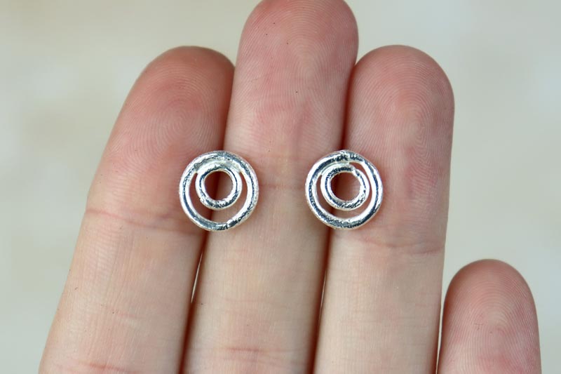 Molten Circle Sterling Silver Studs