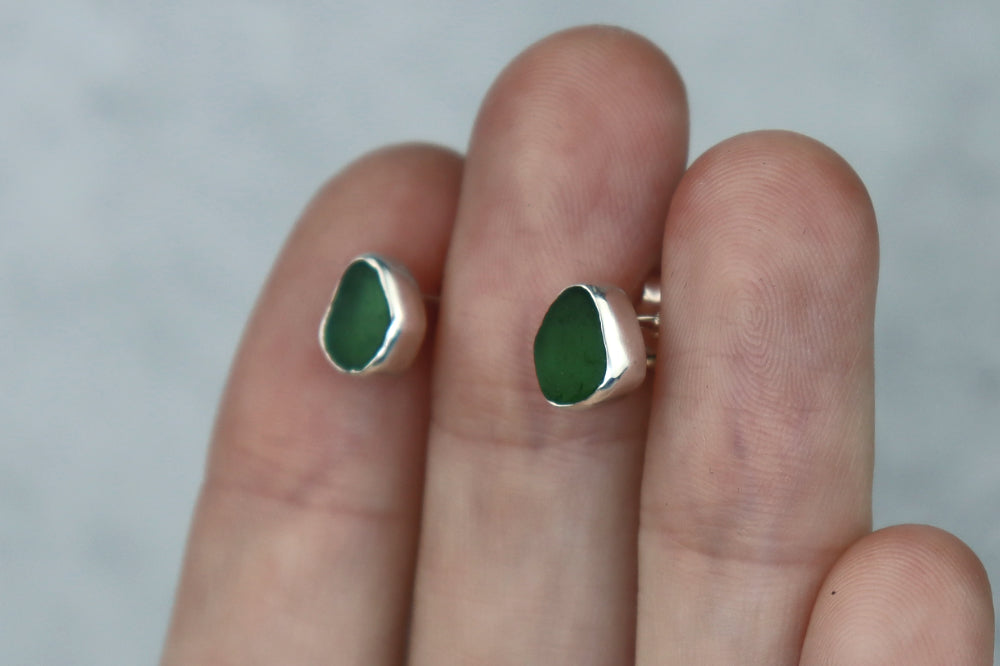 Welsh Sea Glass Stud Earrings