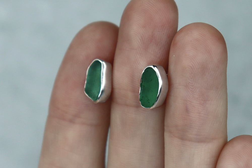 Welsh Sea Glass Stud Earrings