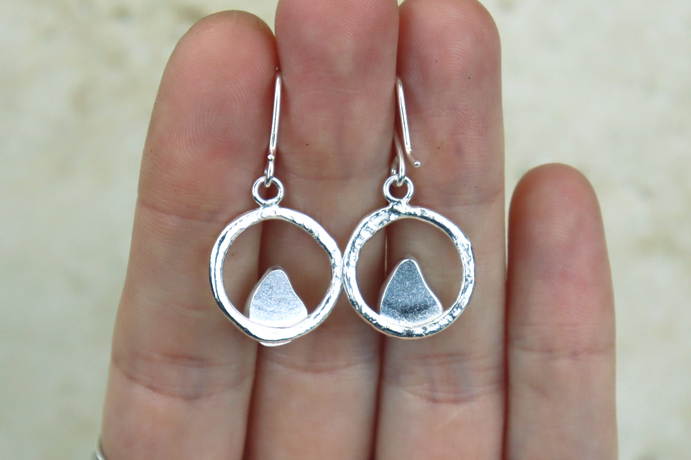 Welsh Sea Glass Circle Reticulated Earrings
