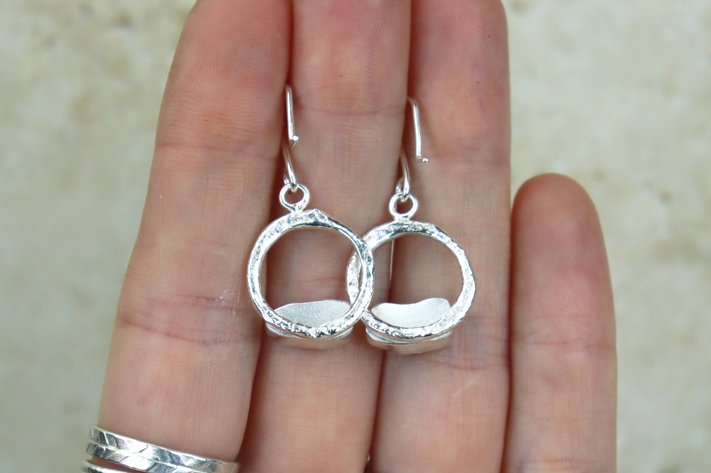 Welsh Sea Glass Circle Reticulated Earrings