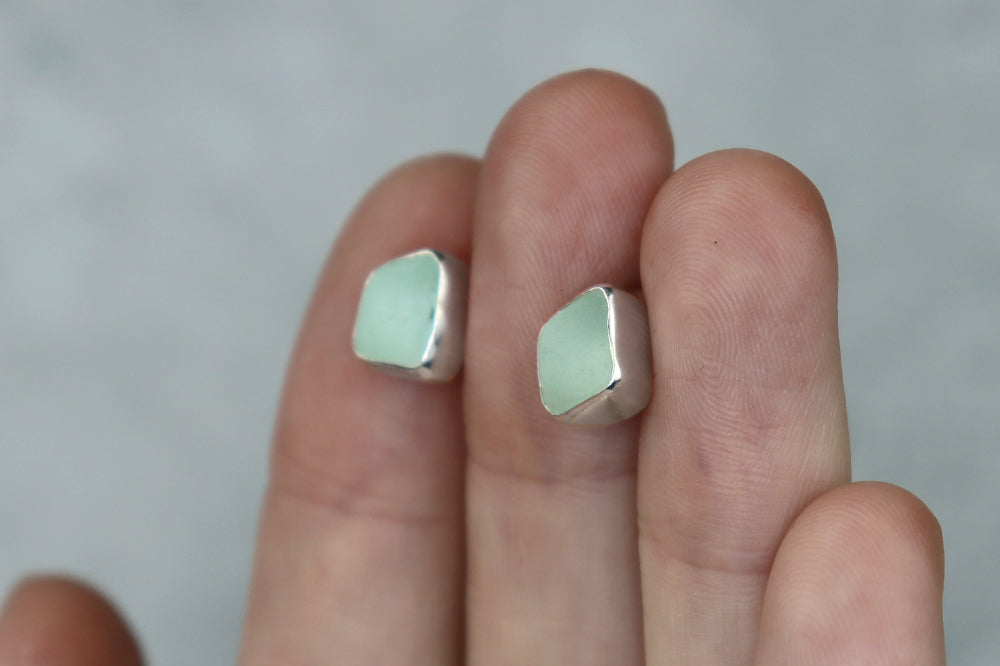 Welsh Sea Glass Stud Earrings