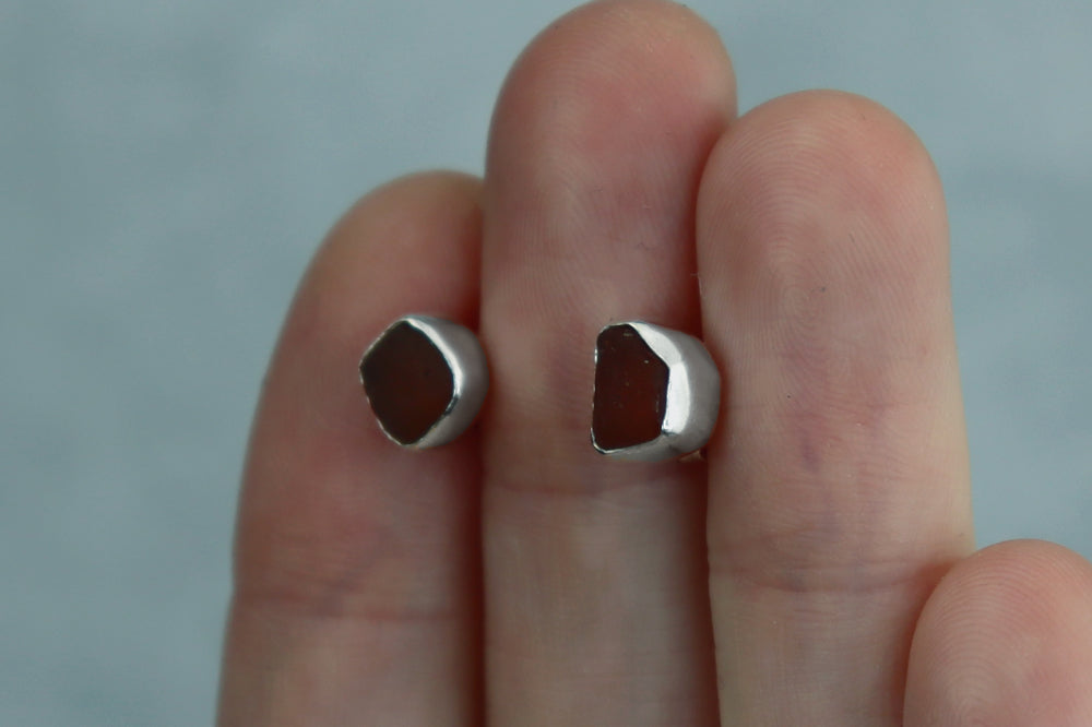 Welsh Sea Glass Stud Earrings