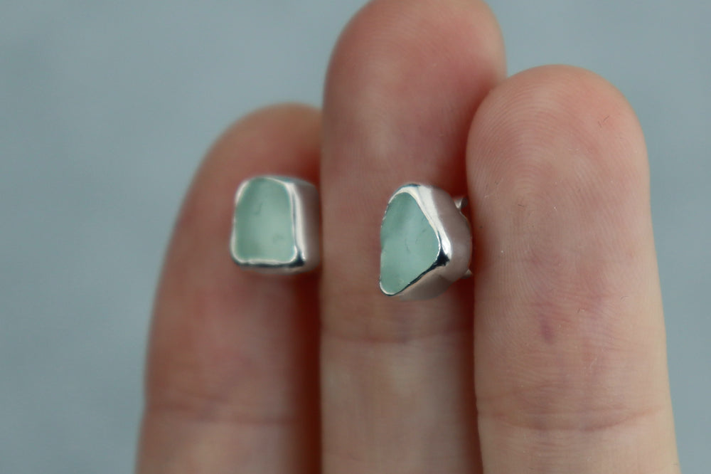 Welsh Sea Glass Stud Earrings