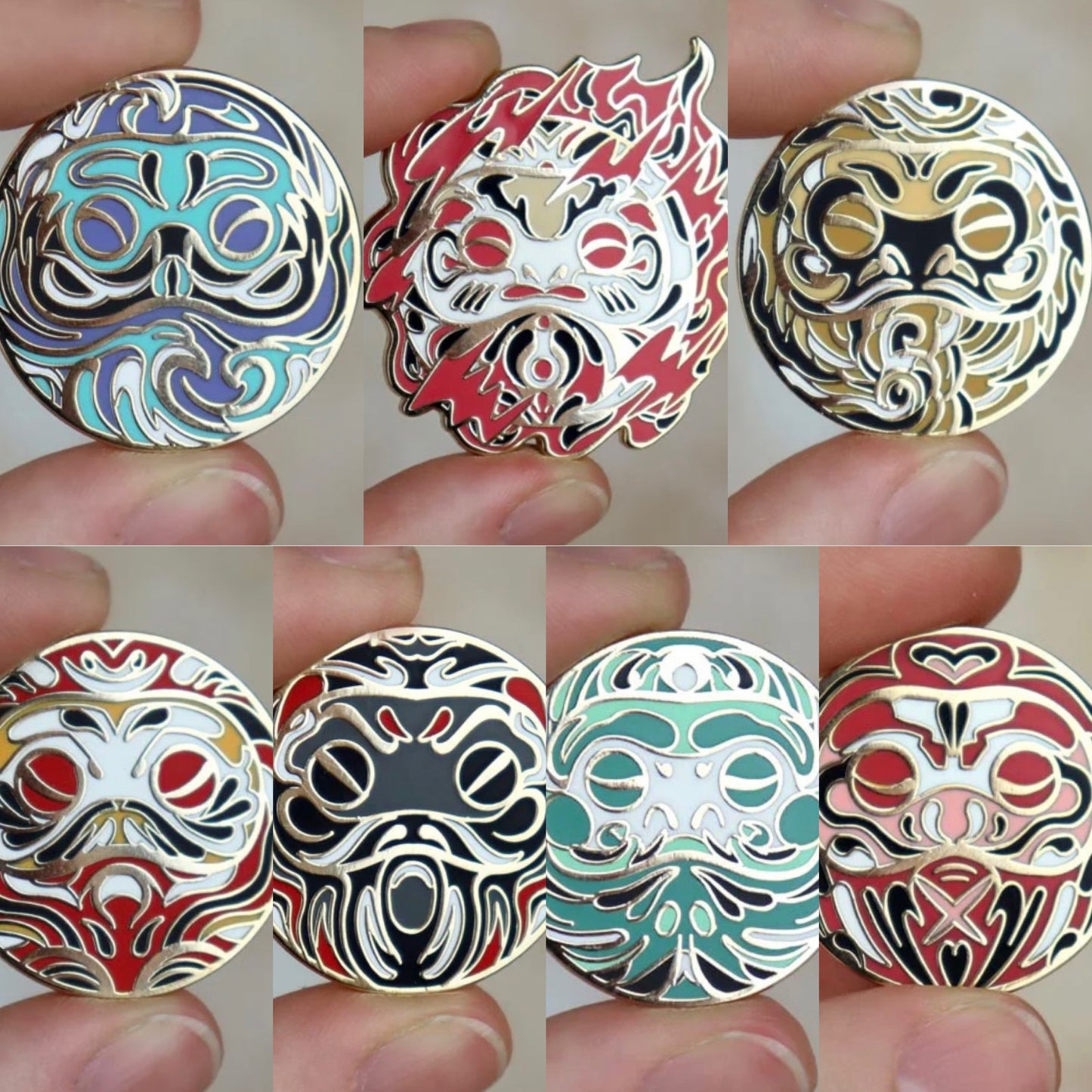 7 Pin Daruma Dolls Collection Enamel Pins