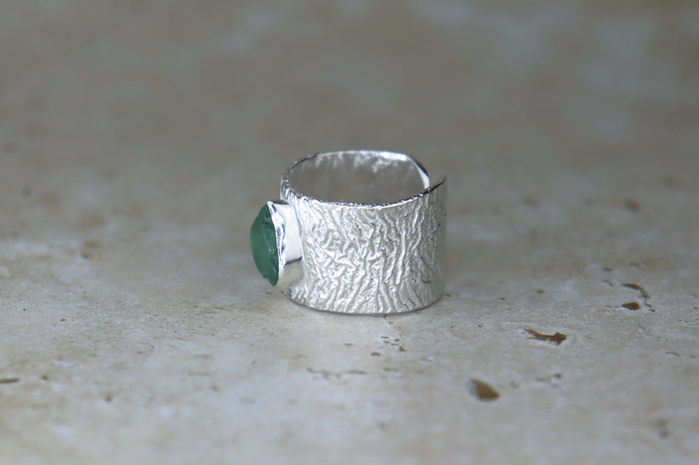 UK Size P Reticulated Welsh Sea Glass Ring