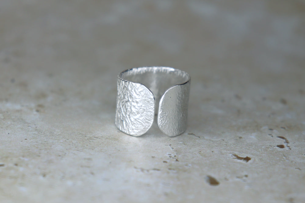 UK Size P Reticulated Welsh Sea Glass Ring