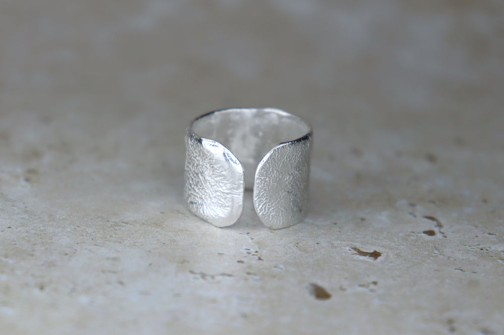 UK Size Q Reticulated Welsh Sea Glass Ring