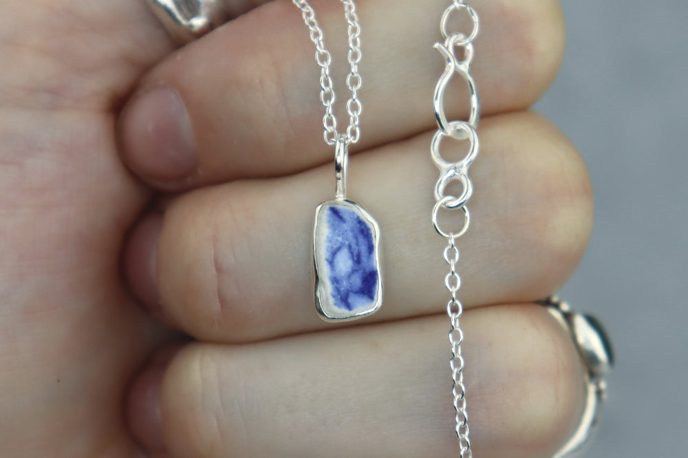 Welsh Sea Pottery Silver Necklace