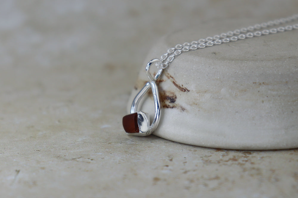 Welsh Teardrop Sea Glass Silver Necklace