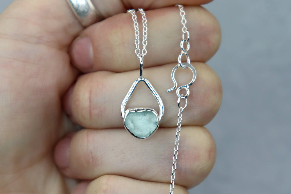 Welsh Sea Glass Teardrop Necklace