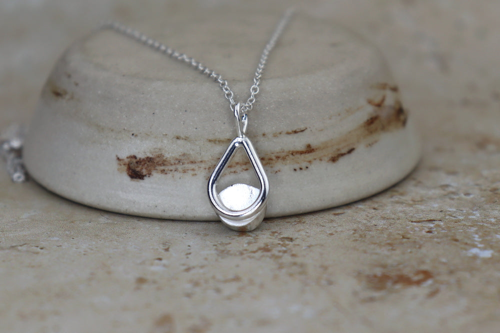 Welsh Teardrop Sea Glass Silver Necklace