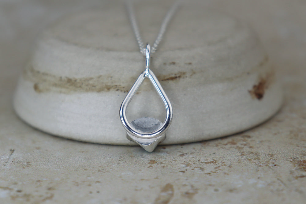 Welsh Teardrop Sea Glass Silver Necklace