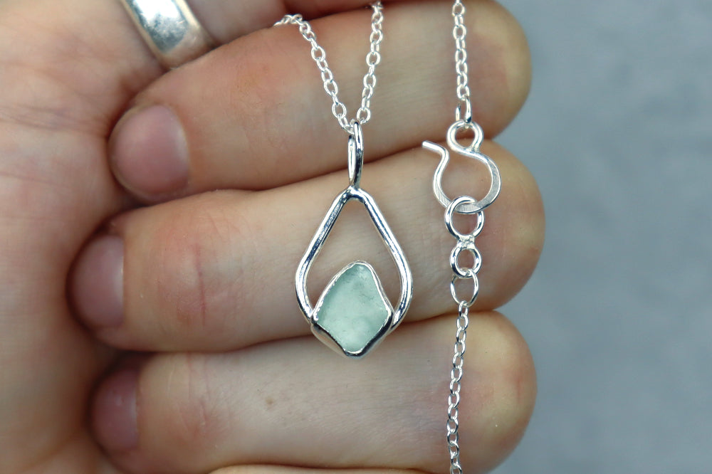 Welsh Sea Glass Teardrop Necklace