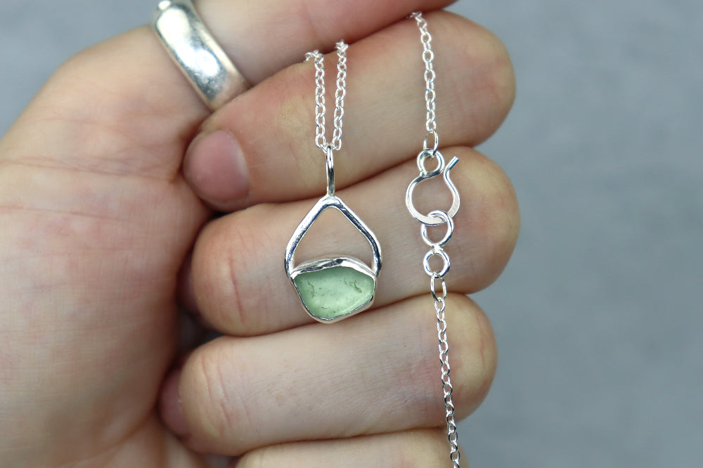 Welsh Sea Glass Teardrop Necklace