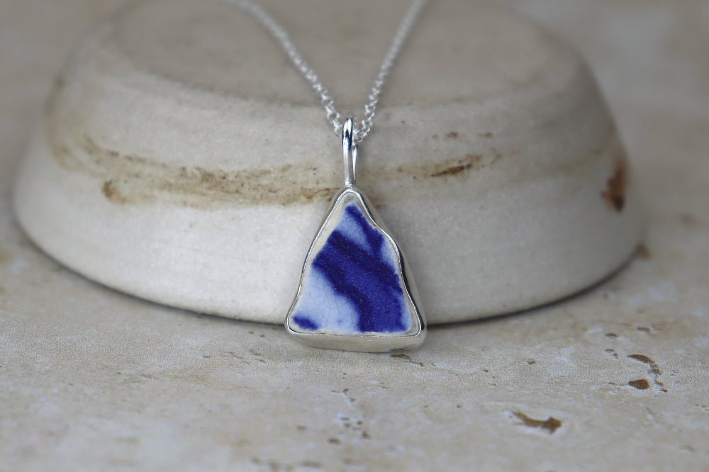 Welsh Sea Pottery Silver Necklace
