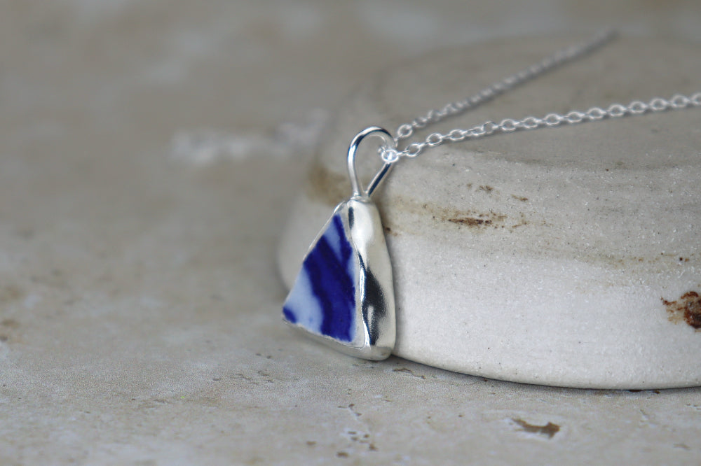 Welsh Sea Pottery Silver Necklace