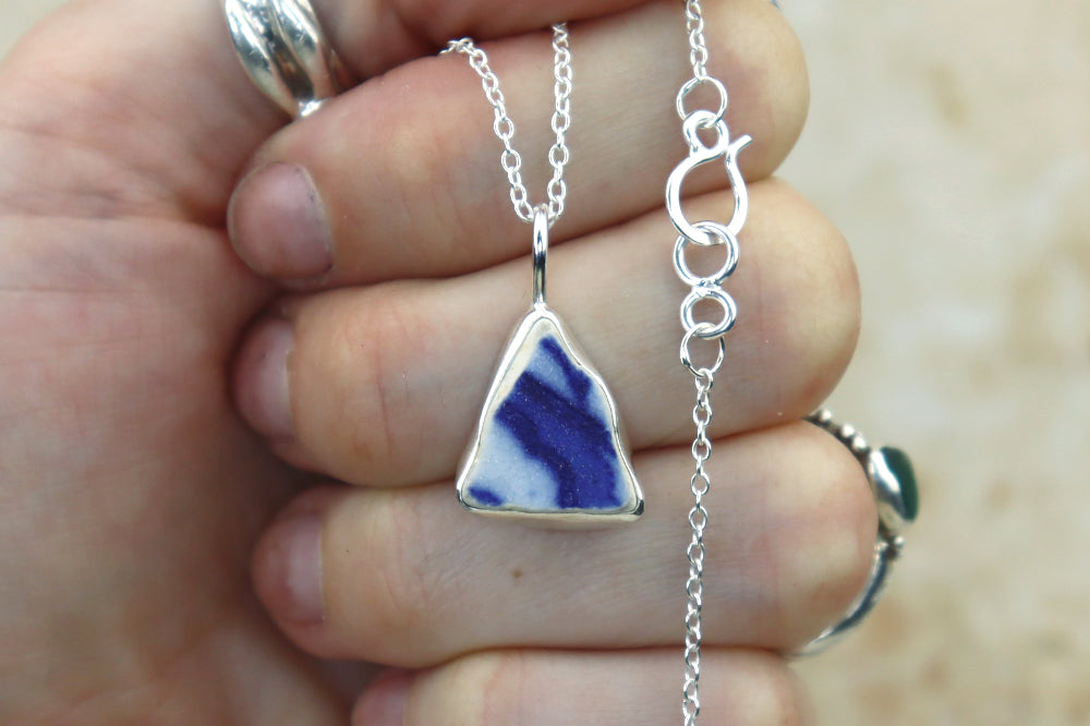 Welsh Sea Pottery Silver Necklace
