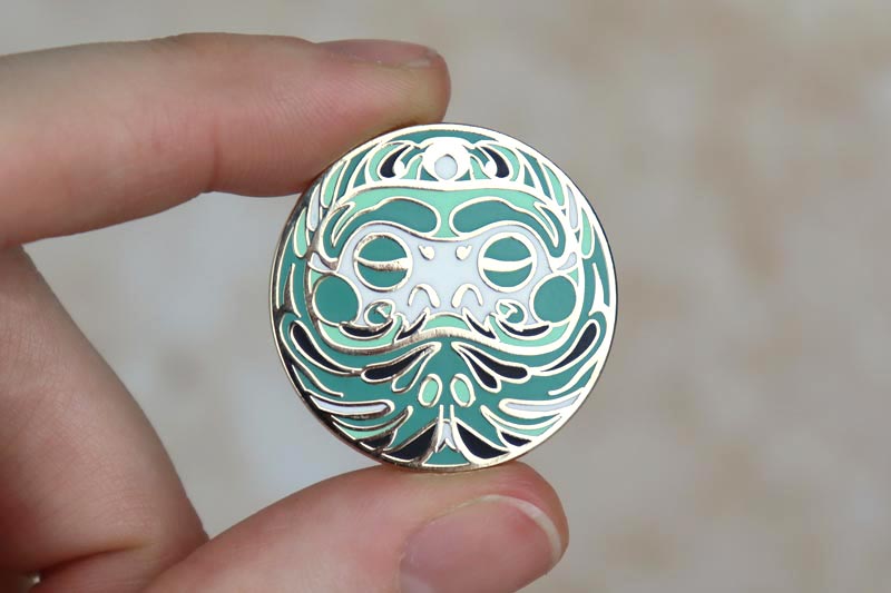 Green Health Daruma Doll Enamel Pin