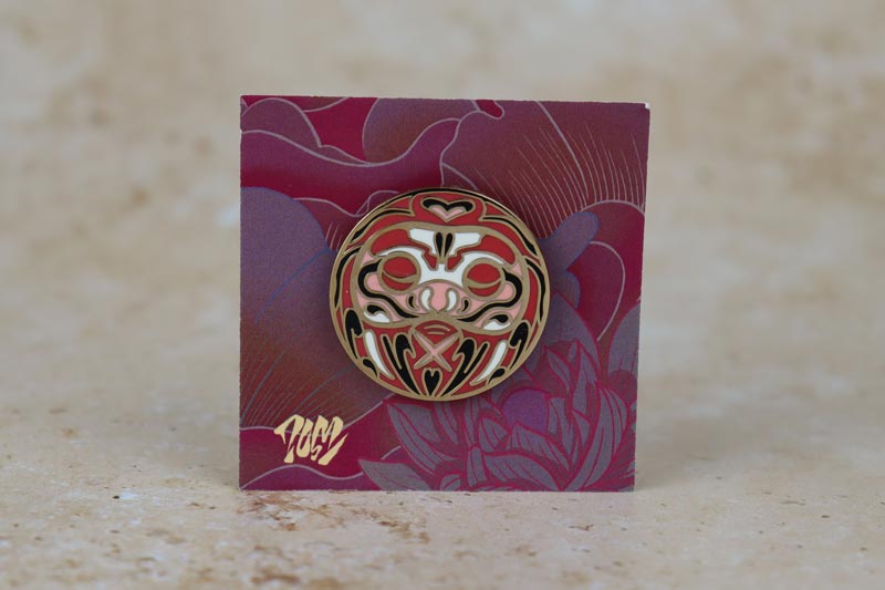 Peach Love Daruma Doll Enamel Pin