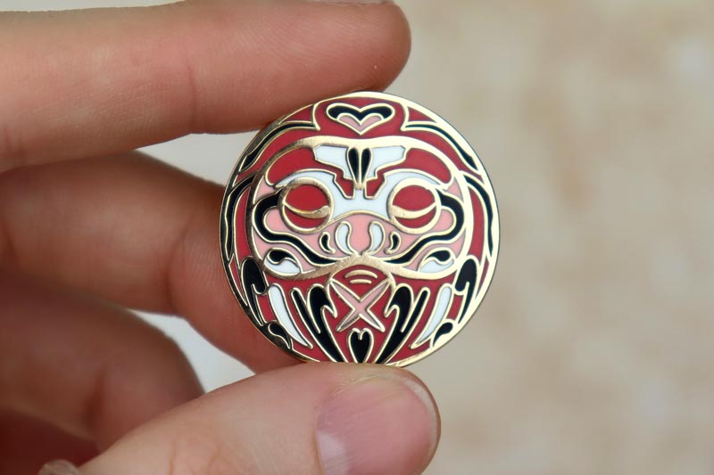 Peach Love Daruma Doll Enamel Pin