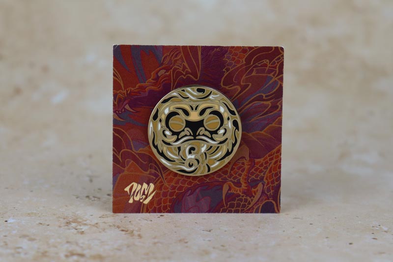 Gold Wealth Daruma Doll Enamel Pin