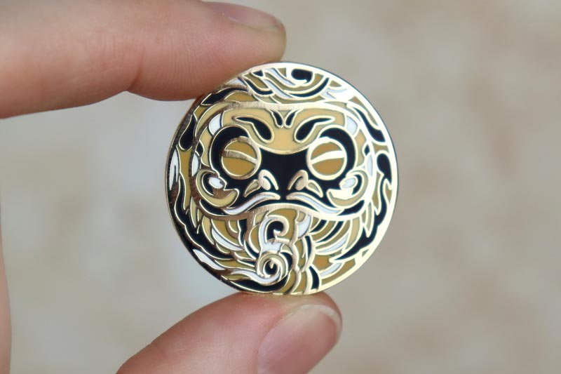 Gold Wealth Daruma Doll Enamel Pin