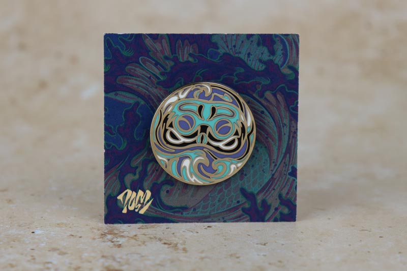 Blue Peace Daruma Doll Enamel Pin