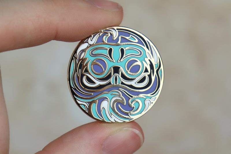 Blue Peace Daruma Doll Enamel Pin