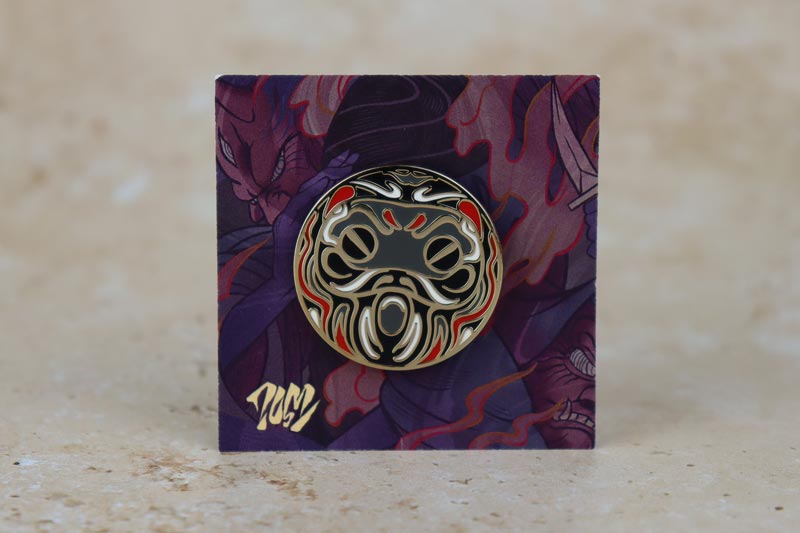 Black Defence Daruma Doll Enamel Pin