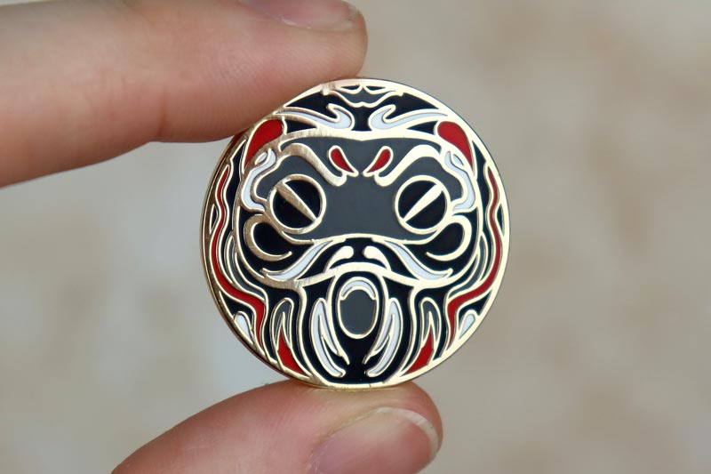 Black Defence Daruma Doll Enamel Pin