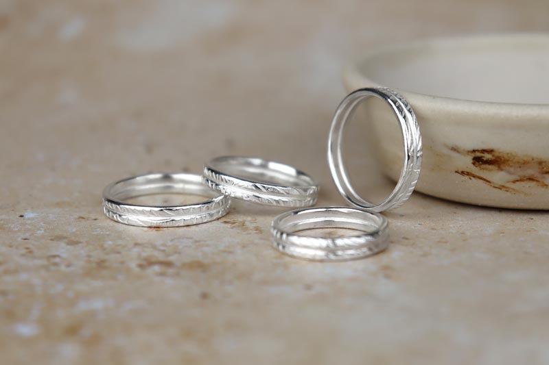 Texture Double Band Sterling Silver Ring