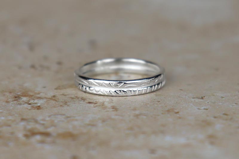 Texture Double Band Sterling Silver Ring